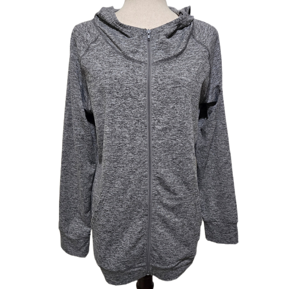 Gray Women's Athletic Zip-Up Hoodie With Pockets Size XL